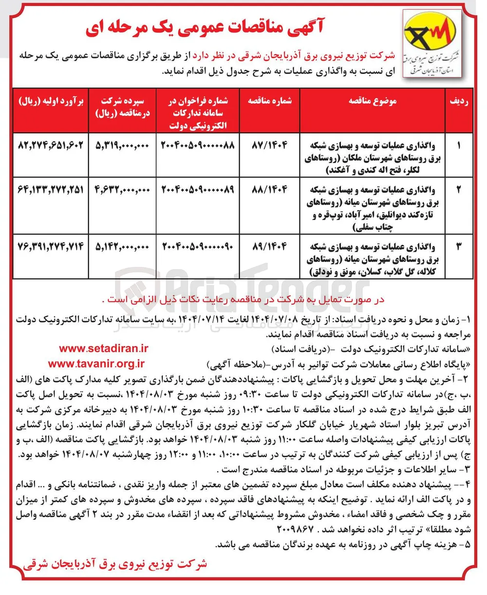 واگذاری عملیات توسعه و بهسازی شبکه برق