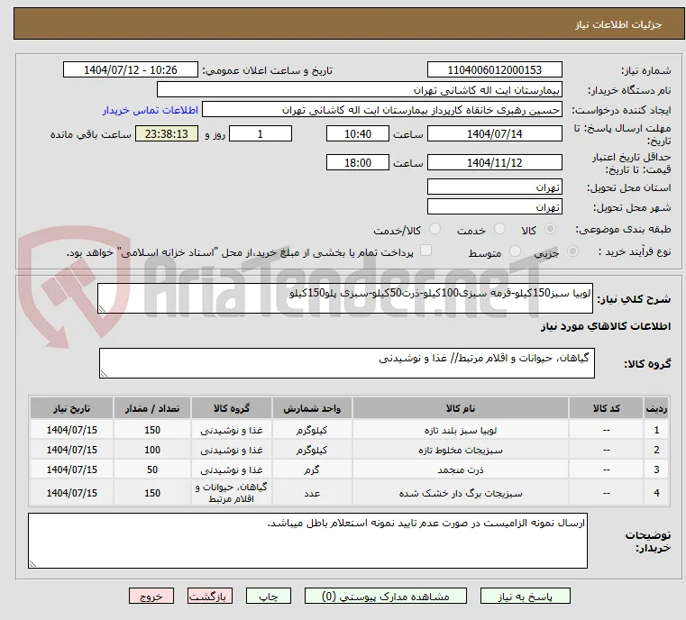 لوبیا سبز150کیلو-قرمه سبزی100کیلو-ذرت50کیلو-سبزی پلو150کیلو 