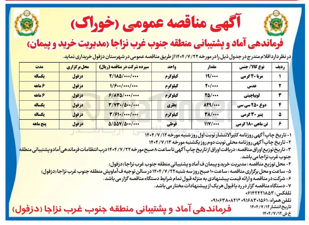 خرید مربا 40 گرمی به مقدار 19/000 کیلوگرم