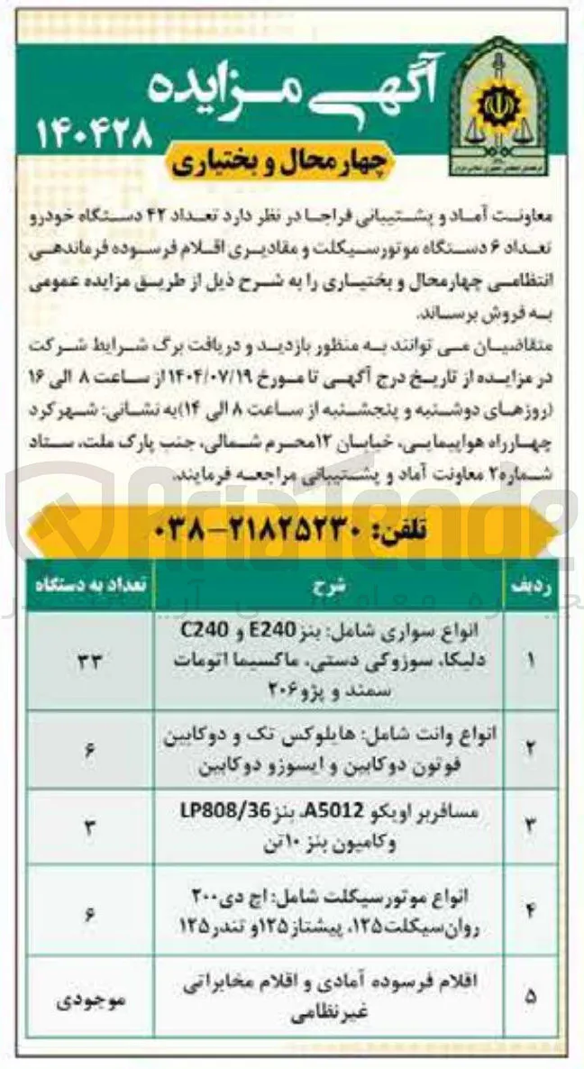 انواع موتور سیکلت شامل اج دی ۲۰۰ روان سیکلت ۱۲۵ پیشتاز ۱۲۵ و تندر ۱۲۵ 
