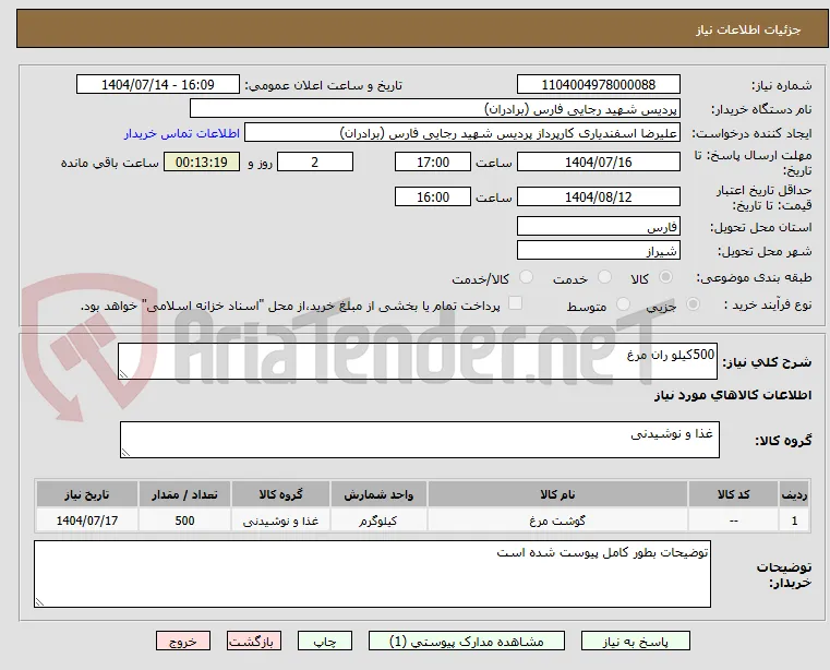 500کیلو ران مرغ