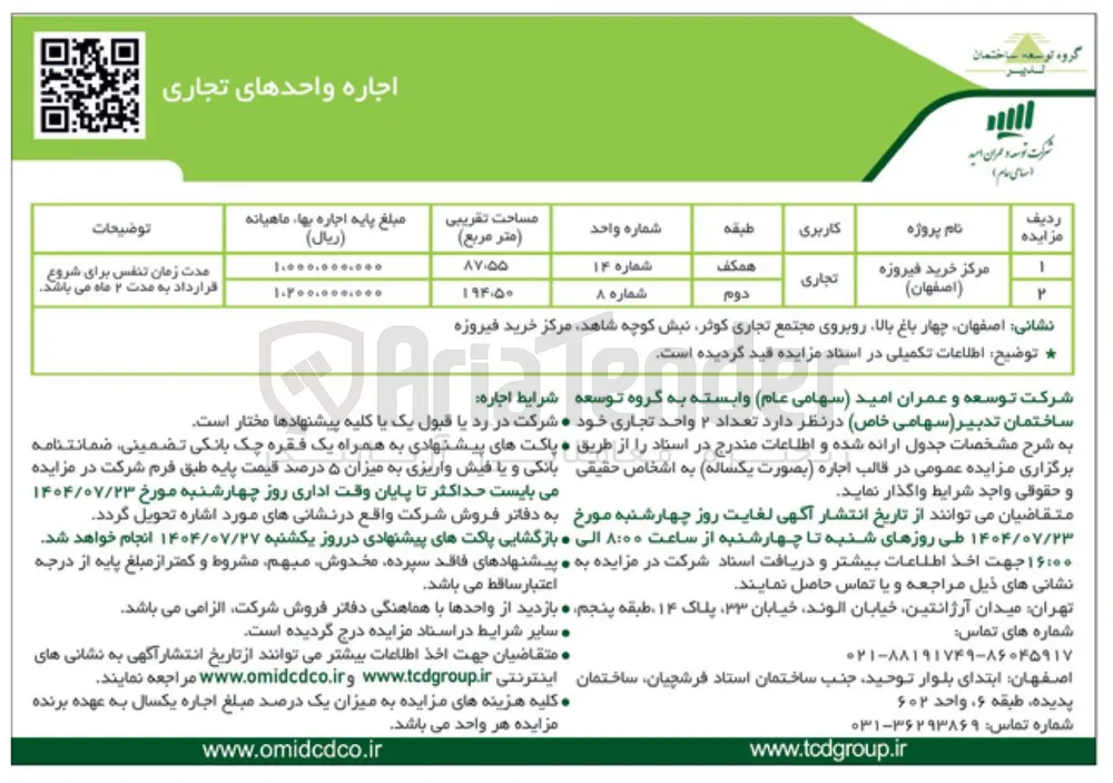 اجاره واحدهای تجاری 