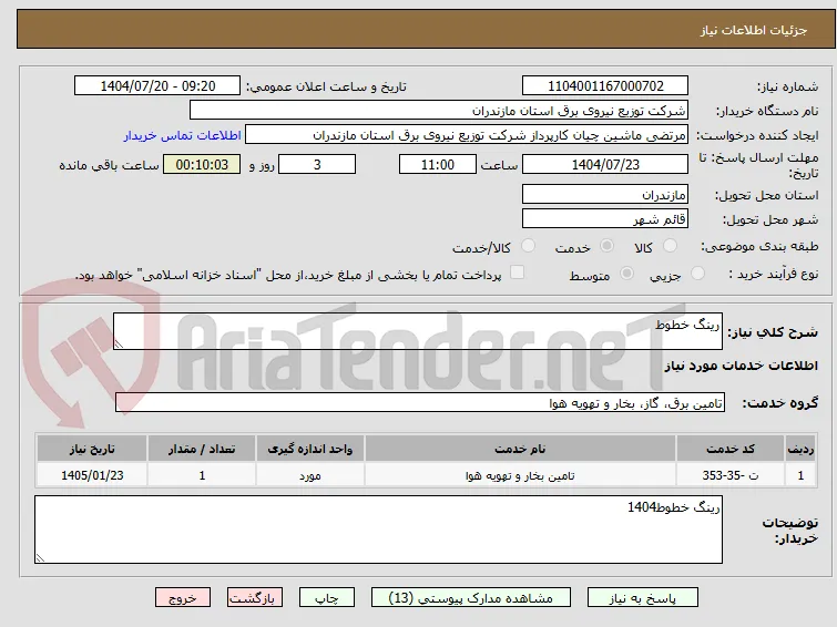رینگ خطوط