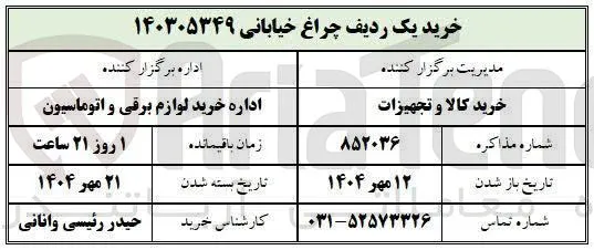 خرید یک ردیف چراغ خیابانی