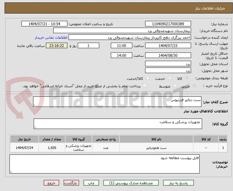 ست دیالیز فرزنیوس