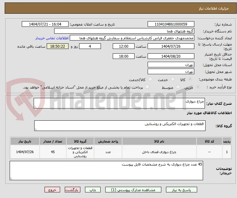 چراغ دیواری