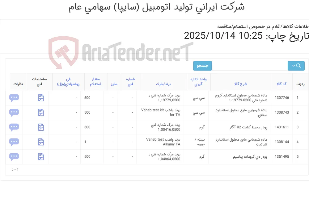 اقلام شیمیایی