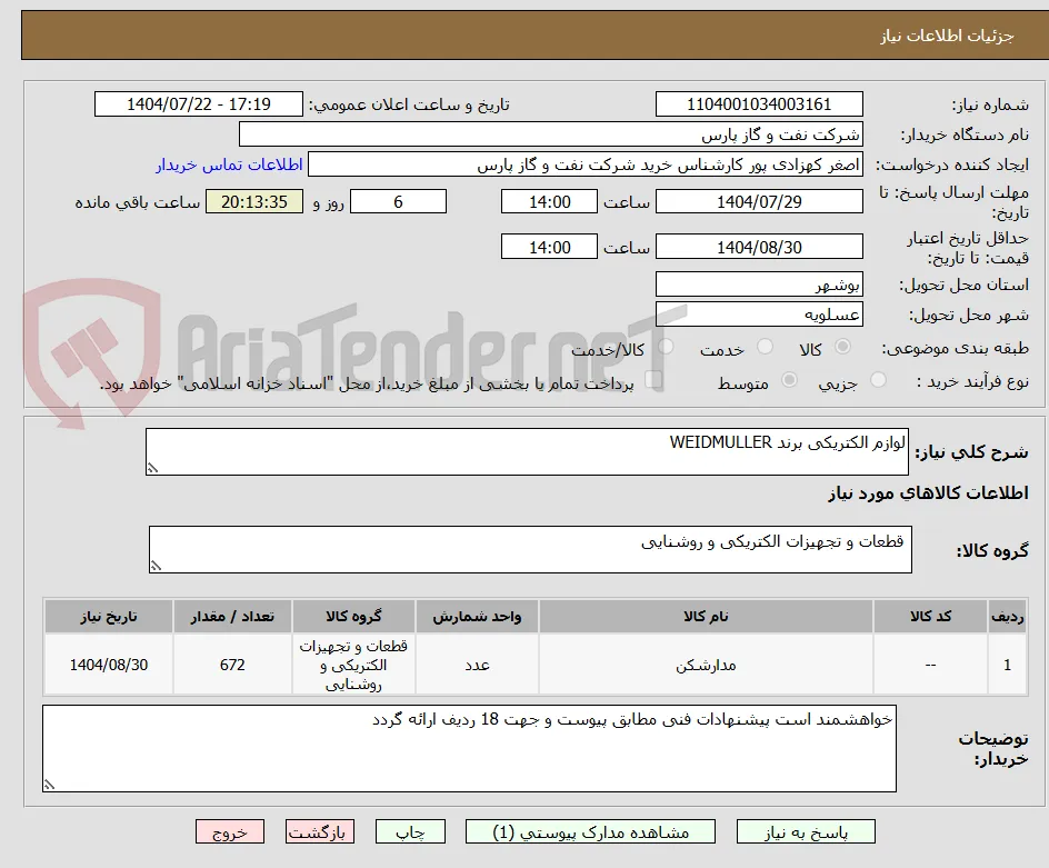لوازم الکتریکی برند WEIDMULLER 