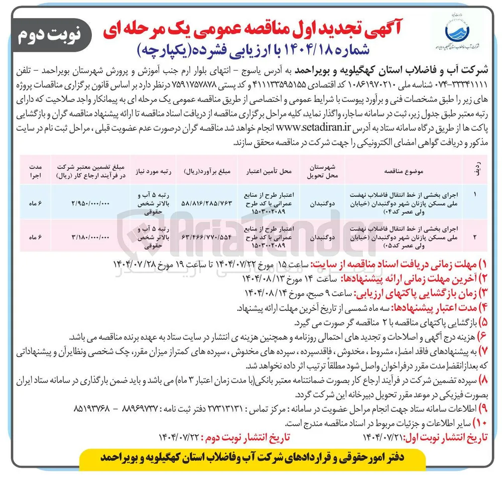 اجرای بخشی از خط انتقال فاضلاب 