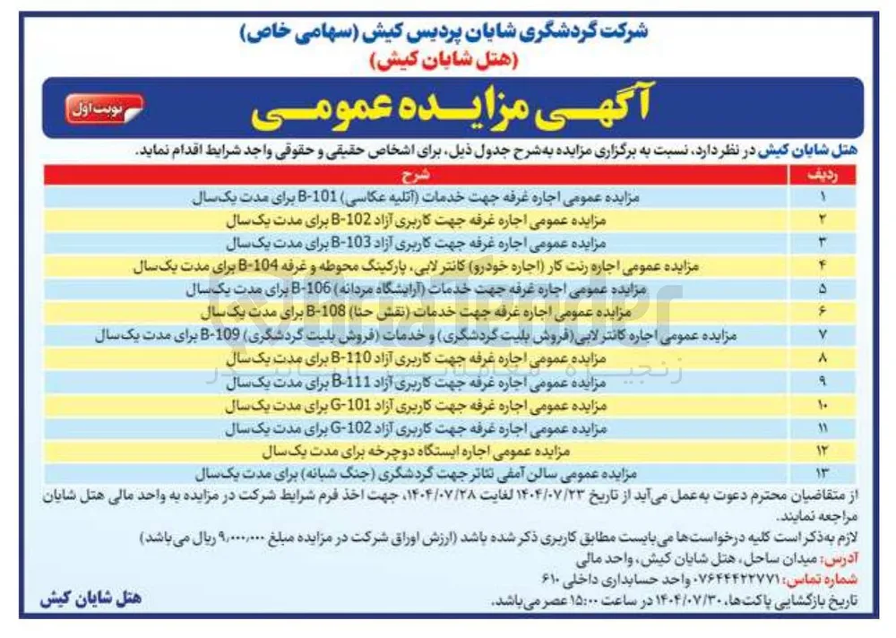 اجاره ی غرفه در 13 ردیف با کاربری آتلیه عکاسی - کاربری آزاد کانتر لابی و.....