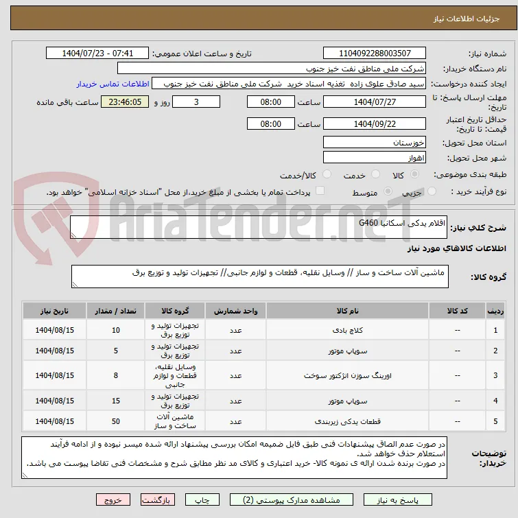 اقلام یدکی اسکانیا G460