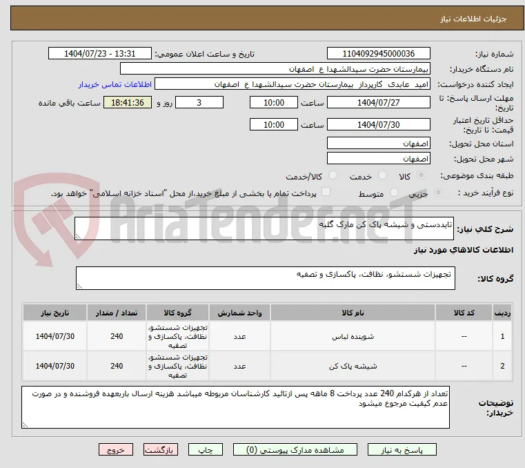 تایددستی و شیشه پاک کن مارک گلبه