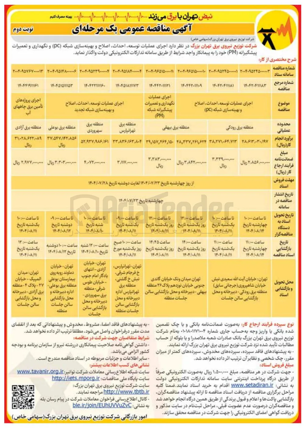 اجرای عملیات توسعه احداث اصلاح و بهینه سازی شبکه تجدید 