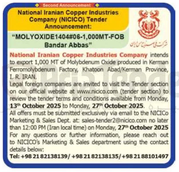 MOLYOXIDE1404#06-1,000MT-FOB "