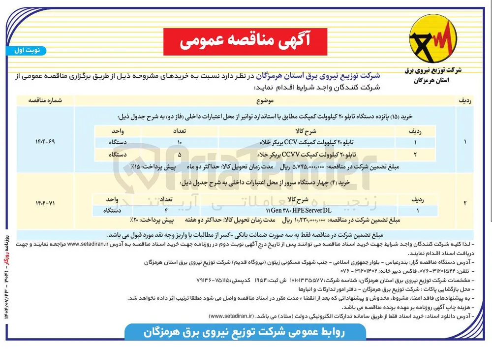 خرید تابلو ۲۰ کیلوولت کمپکت CCVV بریکر خلاء