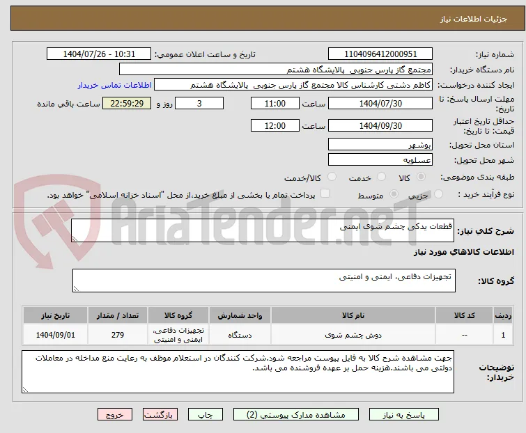 قطعات یدکی چشم شوی ایمنی