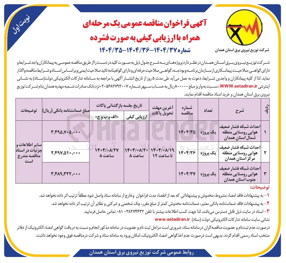 احداث شبکه فشار ضعیف هوایی روستایی
