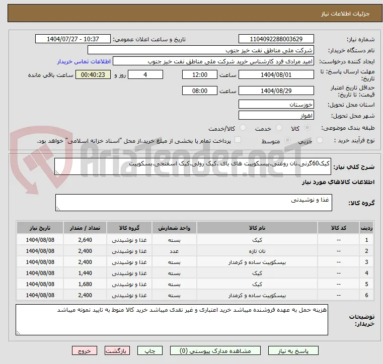 کیک60گرنی.نان روغنی.بیسکوییت های بای .کیک رولی.کیک اسفنجی.بسکوییت