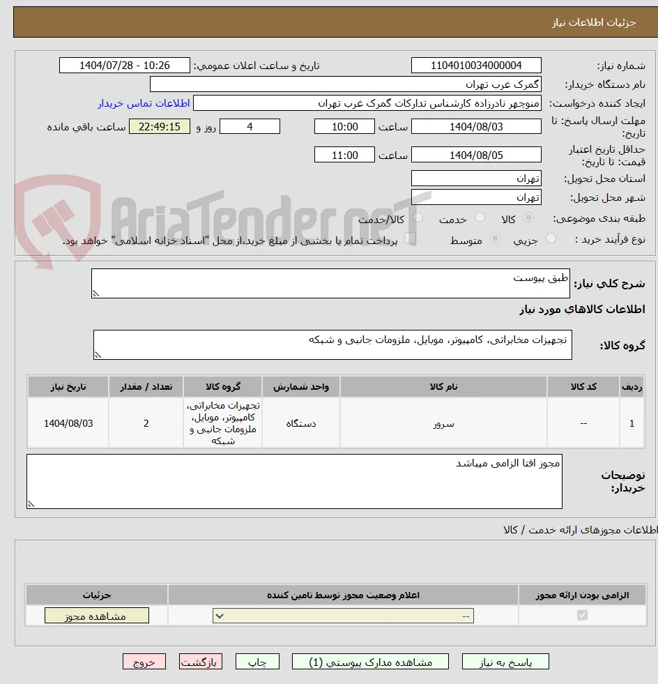 طبق پیوست