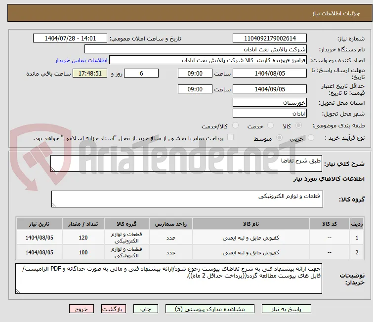 طبق شرح تقاضا