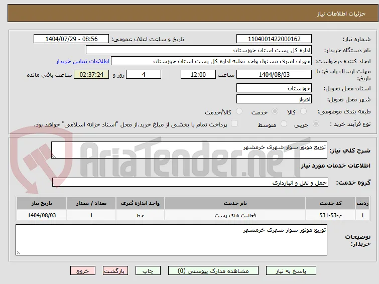 توزیع موتور سوار شهری خرمشهر