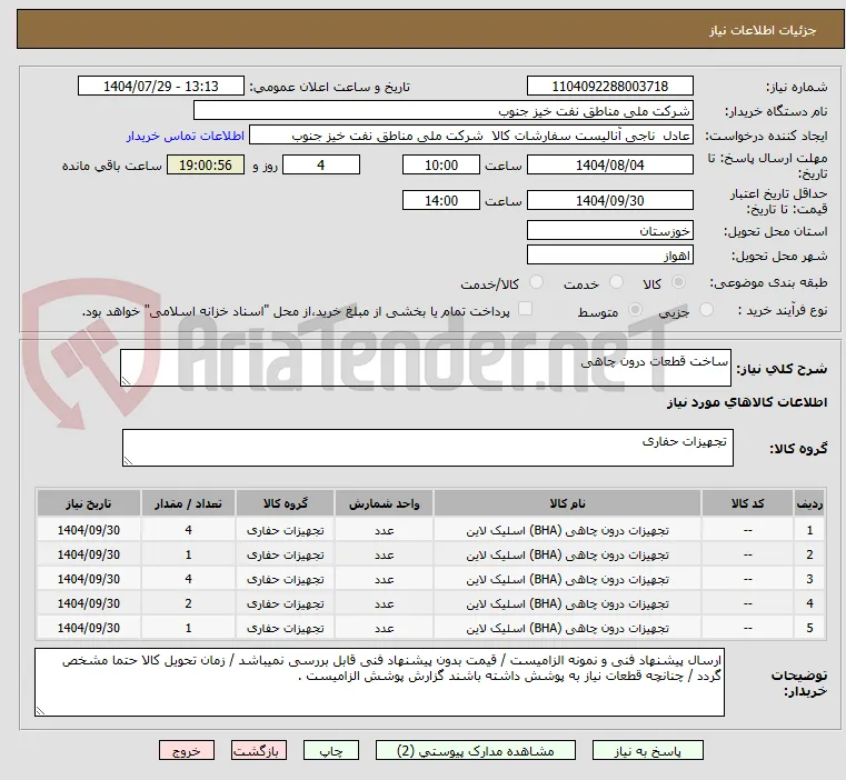 ساخت قطعات درون چاهی