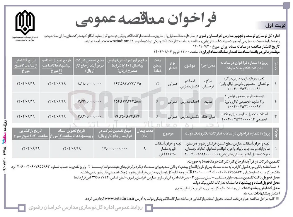 احداث و تکمیل مدارس میان جلگه - تجمیعی