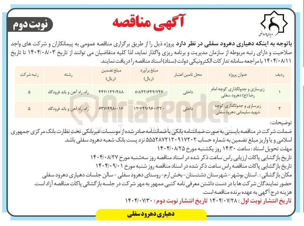 زیرسازی و جدولگذاری کوچه امام رضا ( ع )