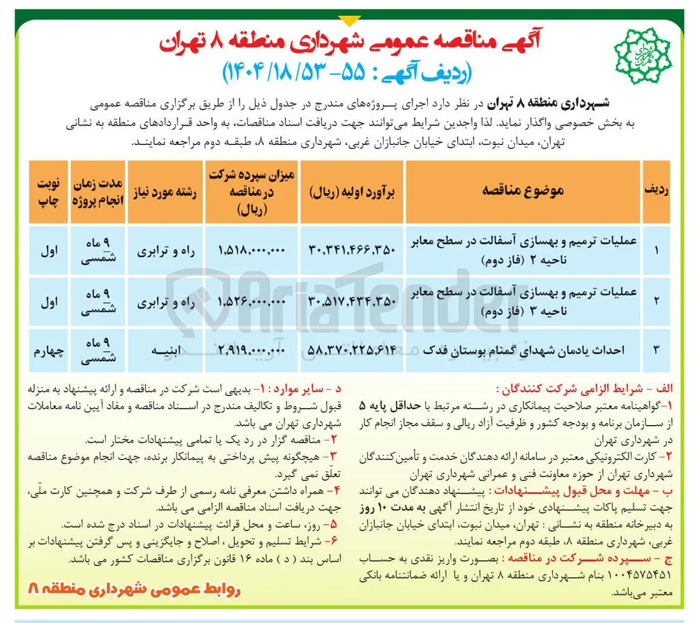 ترمیم و بهسازی آسفالت معابر