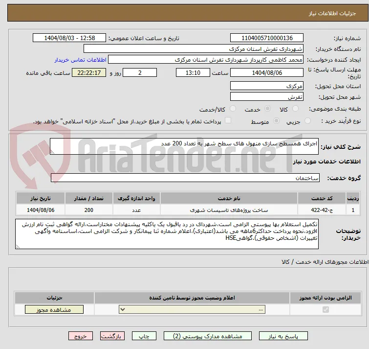 اجرای همسطح سازی منهول های سطح شهر به تعداد 200 عدد