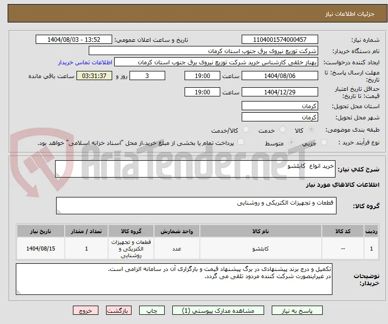 خرید انواع  کابلشو