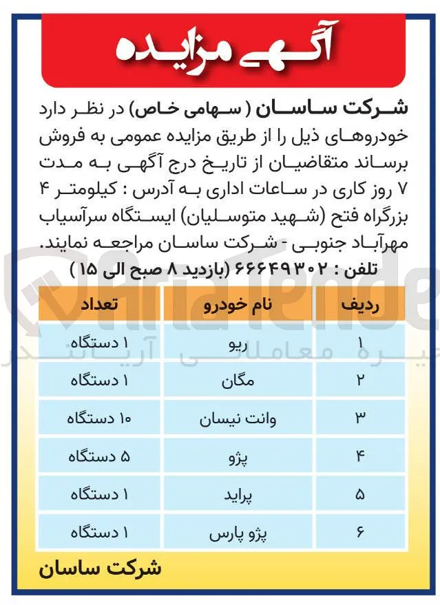 فروش تعداد 19 دستگاه خودرو 