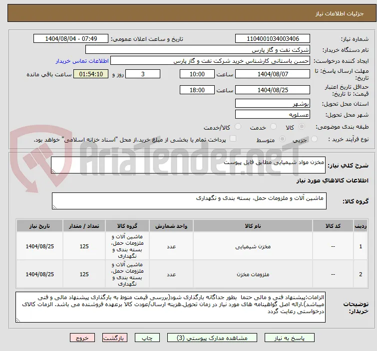 مخزن مواد شیمیایی مطابق فایل پیوست