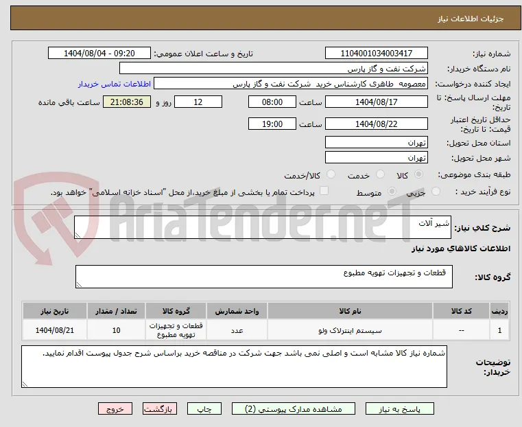 شیر آلات