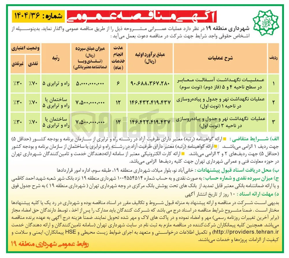 عملیات نگهداشت نهر و جدول و پیاده روسازی در ناحیه ۱ نوبت اول 
