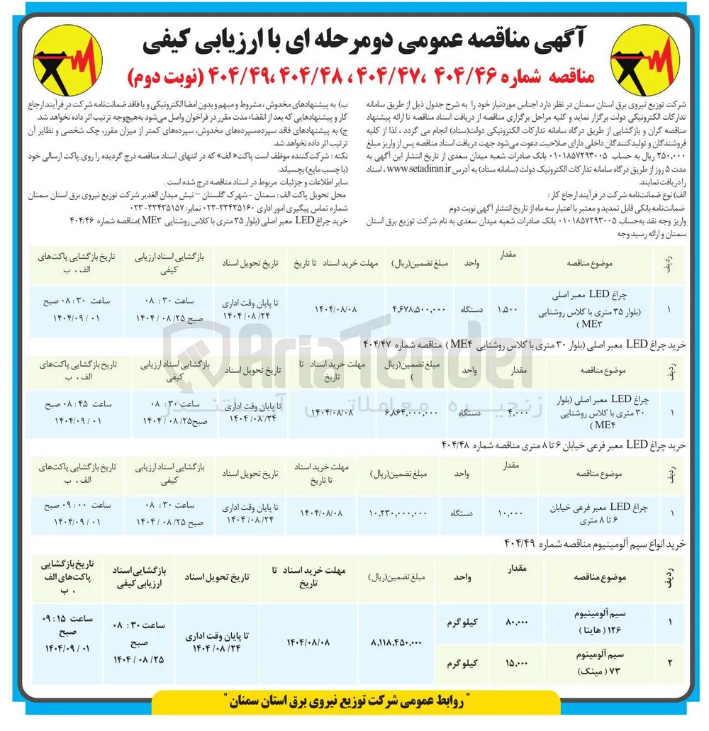 خرید 4000 دستگاه چراغ LED معبر اصلی