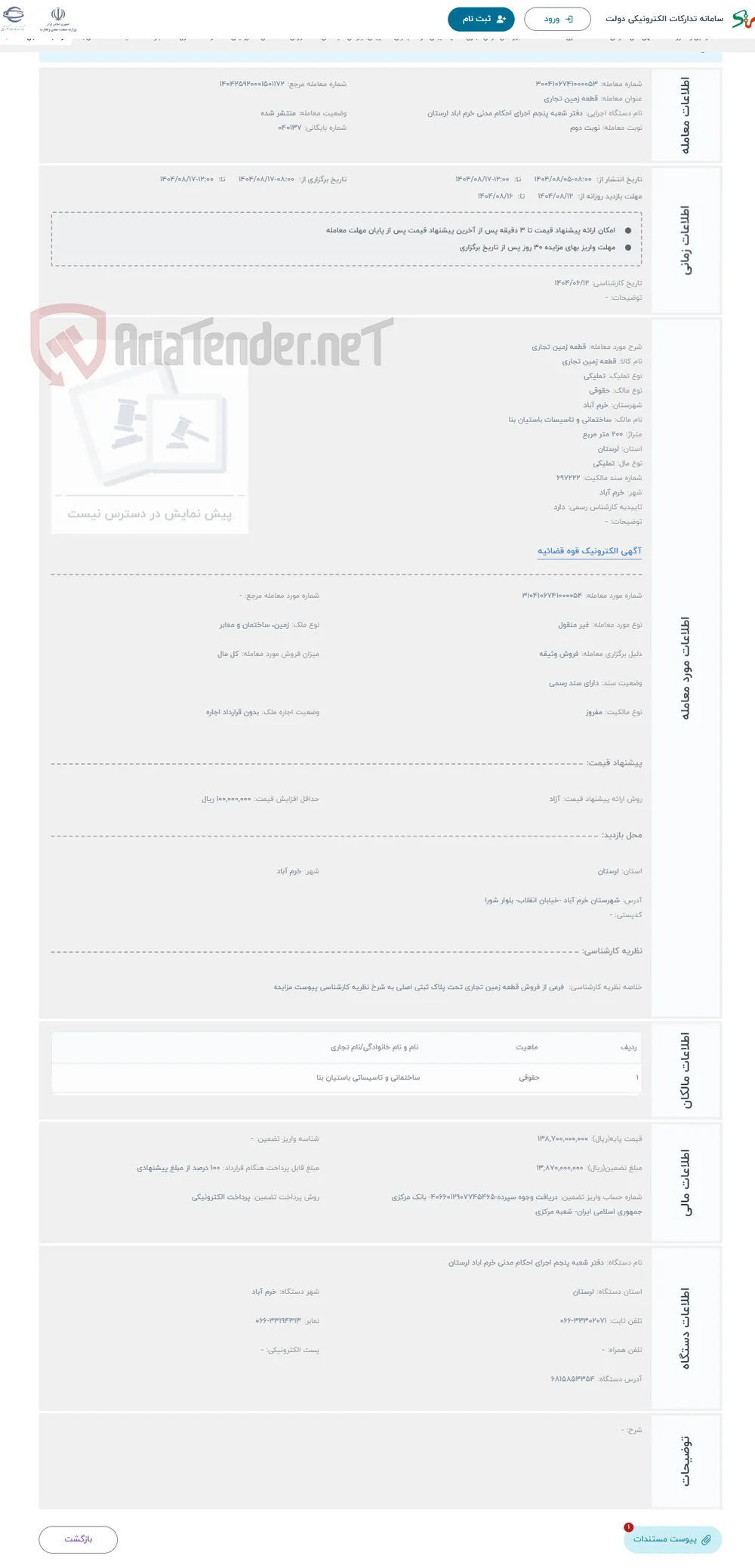 حراج قطعه زمین تجاری