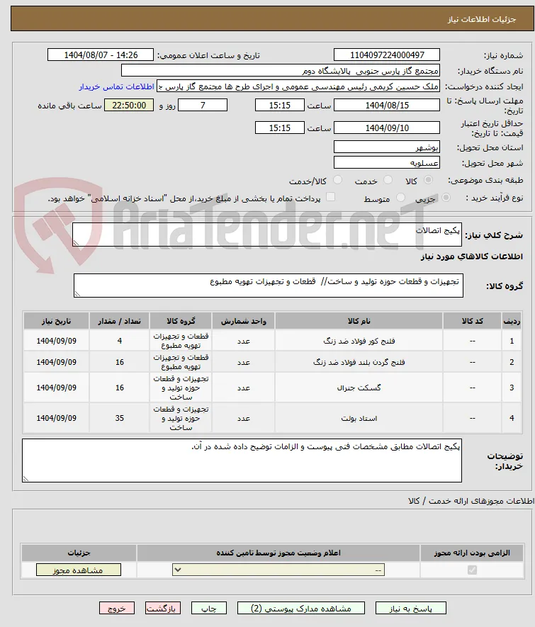 پکیج اتصالات