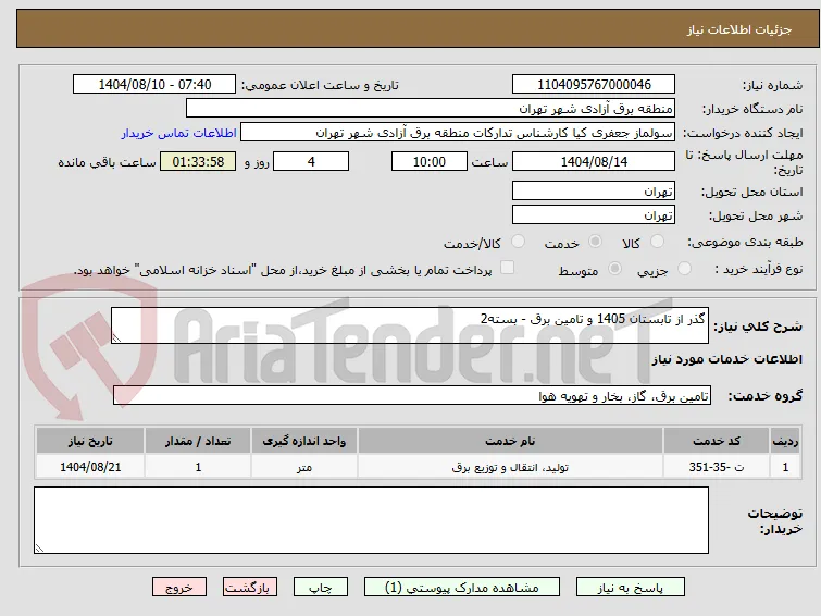 گذر از تابستان 1405 و تامین برق - بسته2