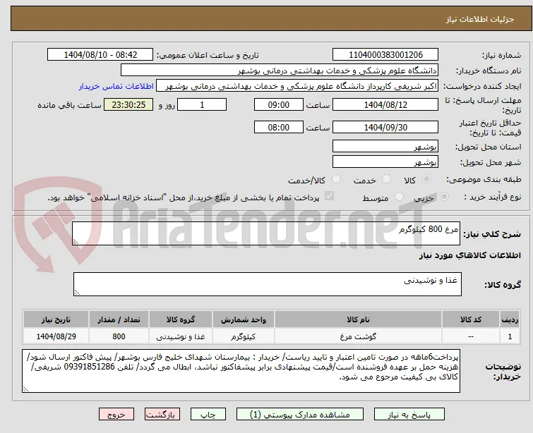 مرغ 800 کیلوگرم
