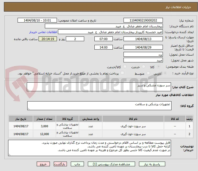 سر سوزن مشکی و سبز