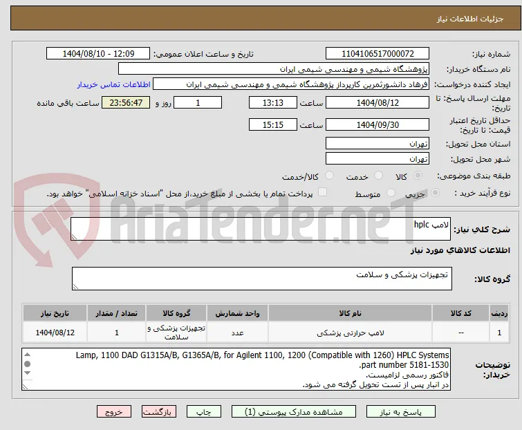 لامپ hplc