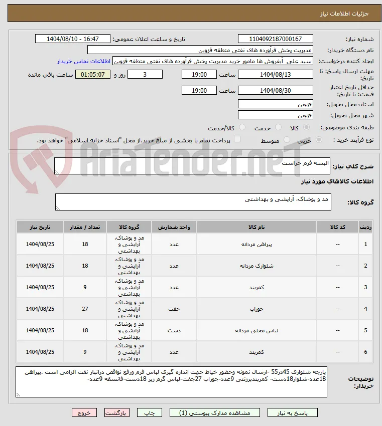 البسه فرم حراست 