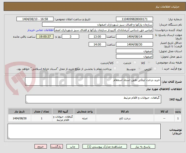 خرید درخت لیلکی طبق اسناد اسعلام