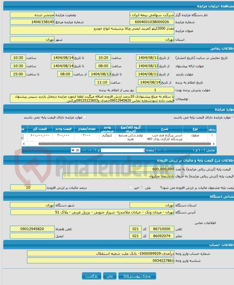 مقدار 2000کیلو کمربند ایمنی وبالا برشیشه انواع خودرو