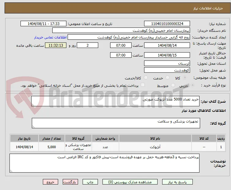خرید تعداد 5000 عدد آنژیوکت صورتی