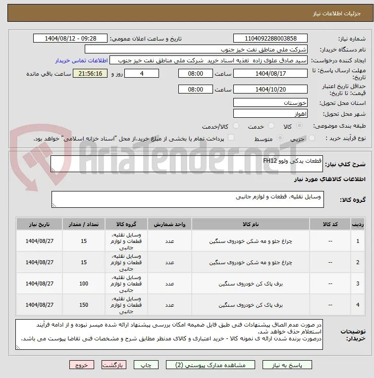 قطعات یدکی ولوو FH12