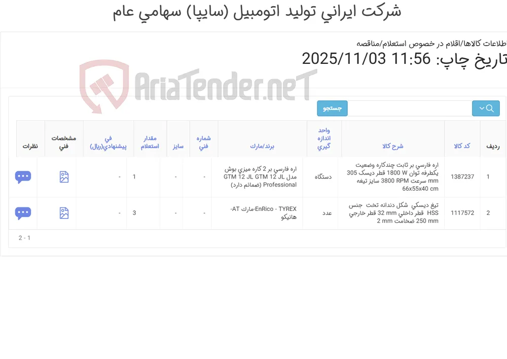 تیغ دیسکی و اره فارسی بر