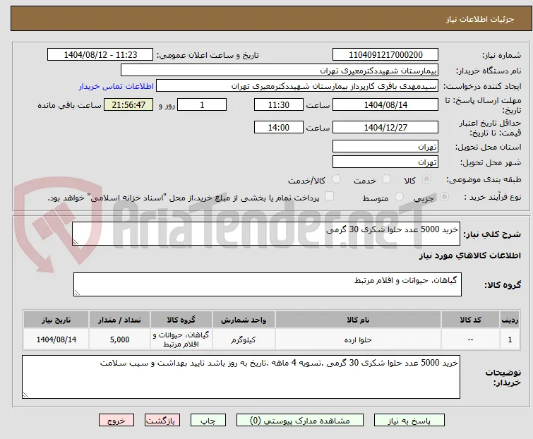 خرید 5000 عدد حلوا شکری 30 گرمی 
