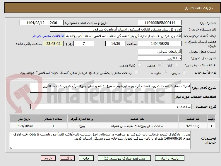 اجرای عملیات آسفالت روستاهای قزل یول، ابراهیم سمیع، شاه بداغلو، چوبه درق شهرستان خداآفرین